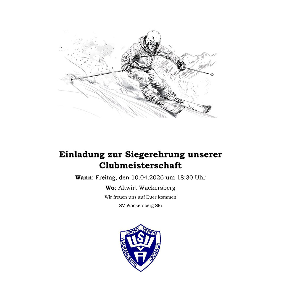Einladung zur Siegerehrung Clubmeisterschaft 2026 Einladung zur Siegerehrung 2026